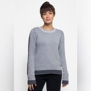 INHABIT LUXE JACQUARD PULLOVER SWEATER GRAPHITE SIZE; S